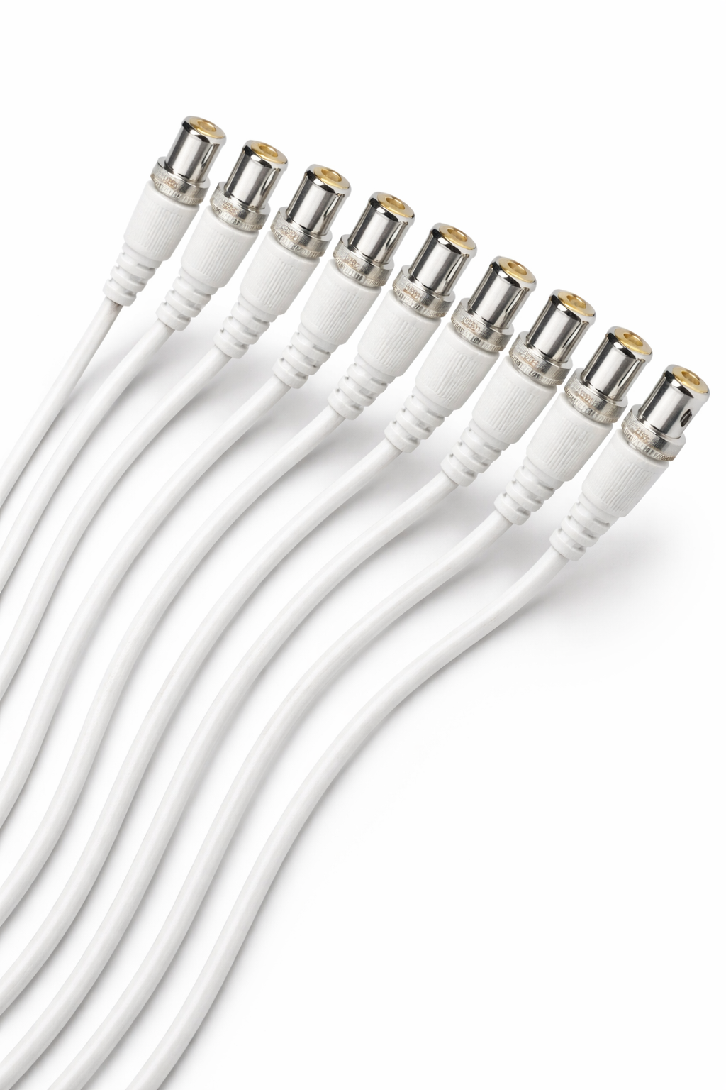 EXPERTRONICS Pack of 10 Pc BNC Connector with Copper Wire and 10Pc DC Power Cables 5 BNC + 5 DC PIN COMBO Wire Connector (White, Pack of 20)