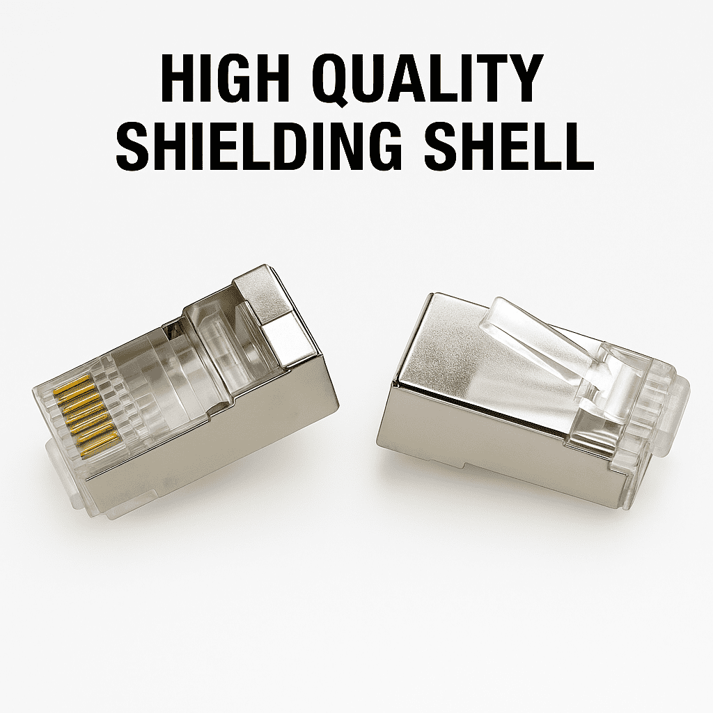 EXPERTRONICS RJ45 Cat6 Shielded Connector Plug for Ethernet Cable – Gold Plated 8P8C Modular Network Plug – High-Speed, Stable Signal Transmission – Compatible with Cat5, Cat5e, Cat6 Cables - Image 2