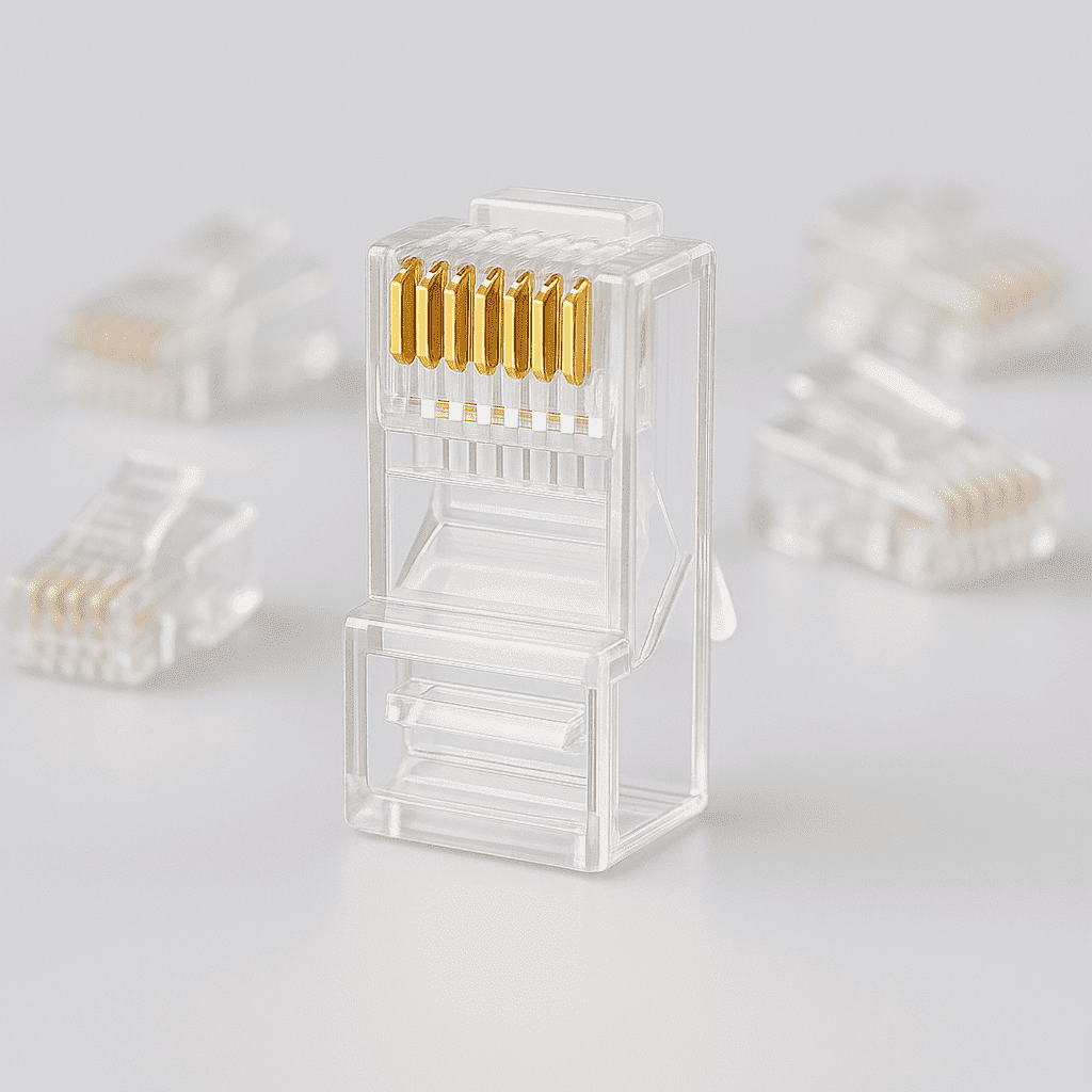 EXPERTRONICS RJ45 Cat6 Connector – Ethernet Cable Plug for Cat5, Cat5e, Cat6 UTP – 8P8C Crystal Plug for Solid and Stranded Wire – Compatible with RJ45 Crimping Tool – LAN Network Connector