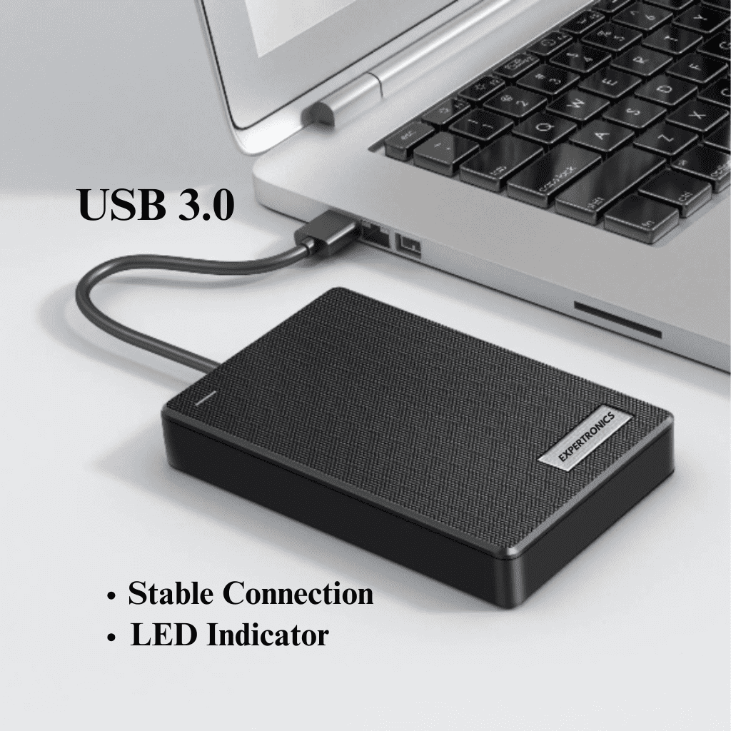 EXPERTRONICS External Hard Disk – Ultra Slim USB 3.0 HDD with LED Indicator – High-Speed Drive for Laptop, PC, Mac – Compatible with Windows/macOS/Linux (Black) – 1 Year Warranty - Image 2