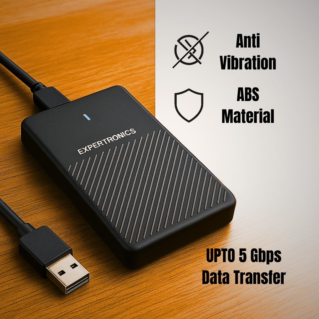 EXPERTRONICS External Hard Disk – USB 3.0 with Silver Port, 5Gbps Speed, Anti-Vibration, Heat Dissipation, Auto Sleep – for Laptop, PC, Mac – Black – 1 Year Warranty - Image 3