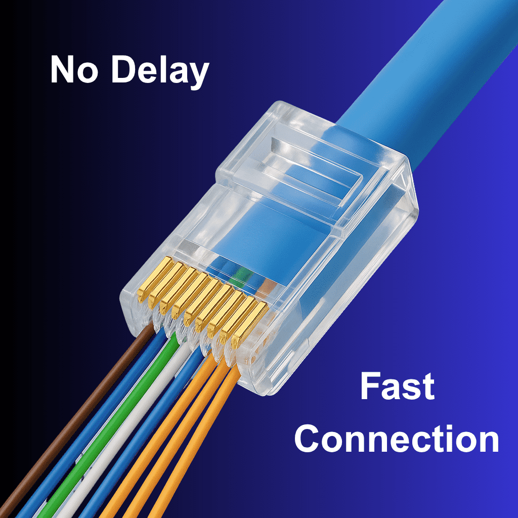 EXPERTRONICS RJ45 Cat6 Pass Through Connectors, Gold Plated 8P8C Plugs for Ethernet Cable, Compatible with Cat5, Cat5e, Cat6 UTP, for Solid and Stranded Wire, Works with Crimping Tool - Image 5